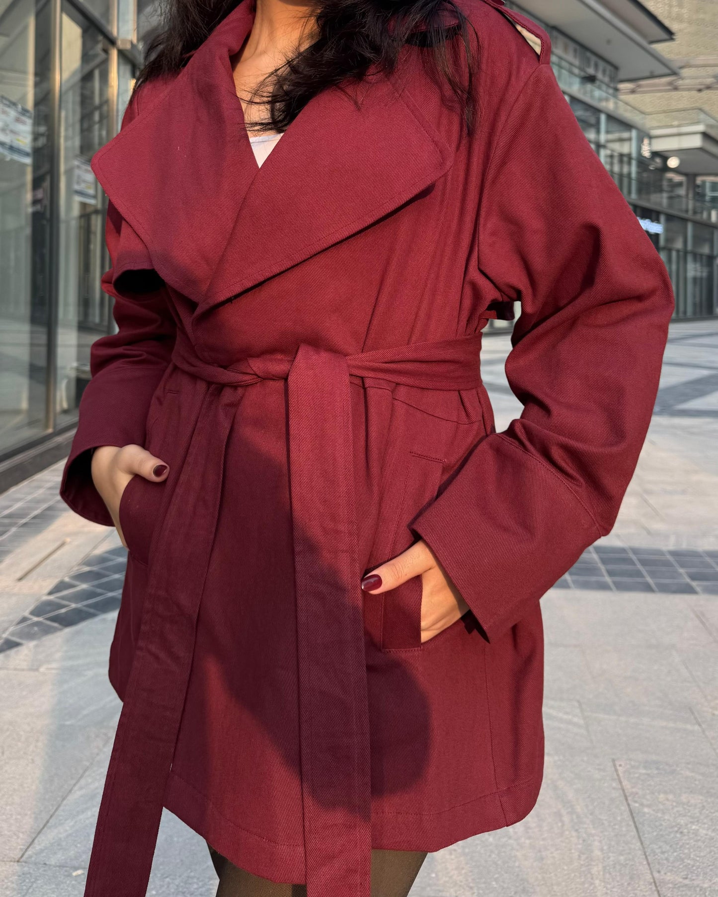 BURGUNDY TRENCH COAT