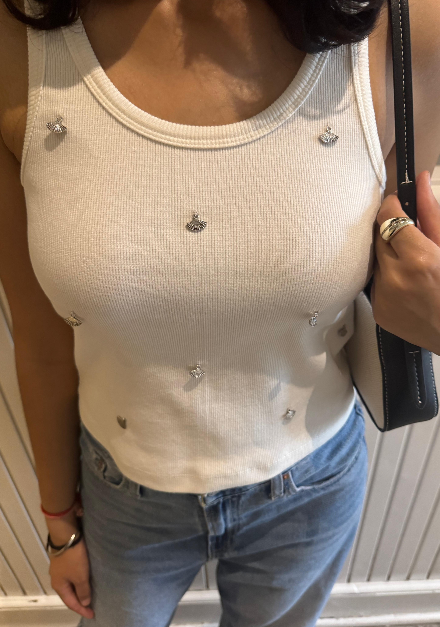 SILVER CHARMS WHITE TANK TOP (PRE-ORDER)
