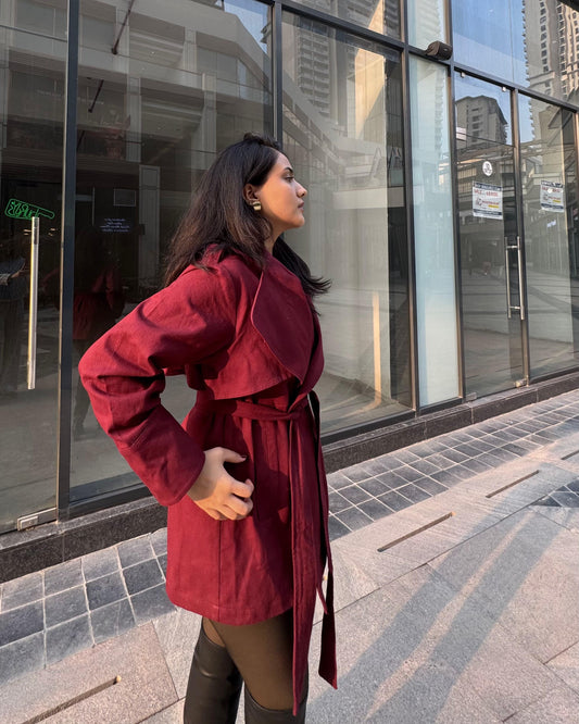 BURGUNDY TRENCH COAT