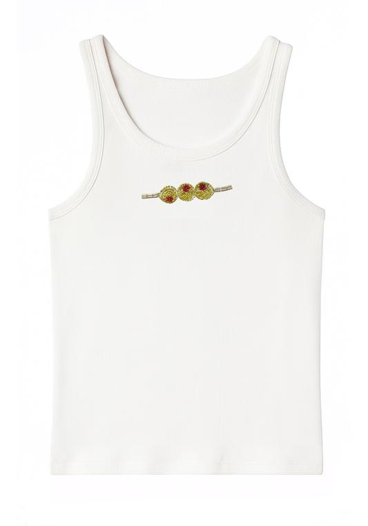 OLIVE TANK TOP WHITE (PRE-ORDER)