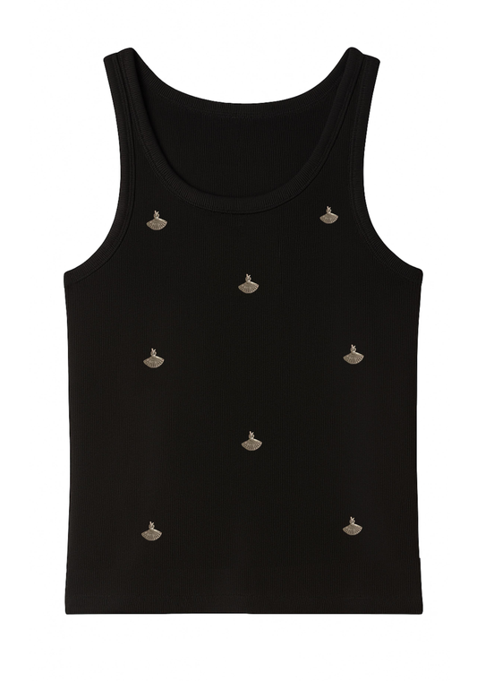 SILVER CHARMS BLACK TANK TOP (PRE-ORDER)